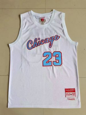 NBA 23 Jordan Chicago Bulls M&N Maillot blanc bleu